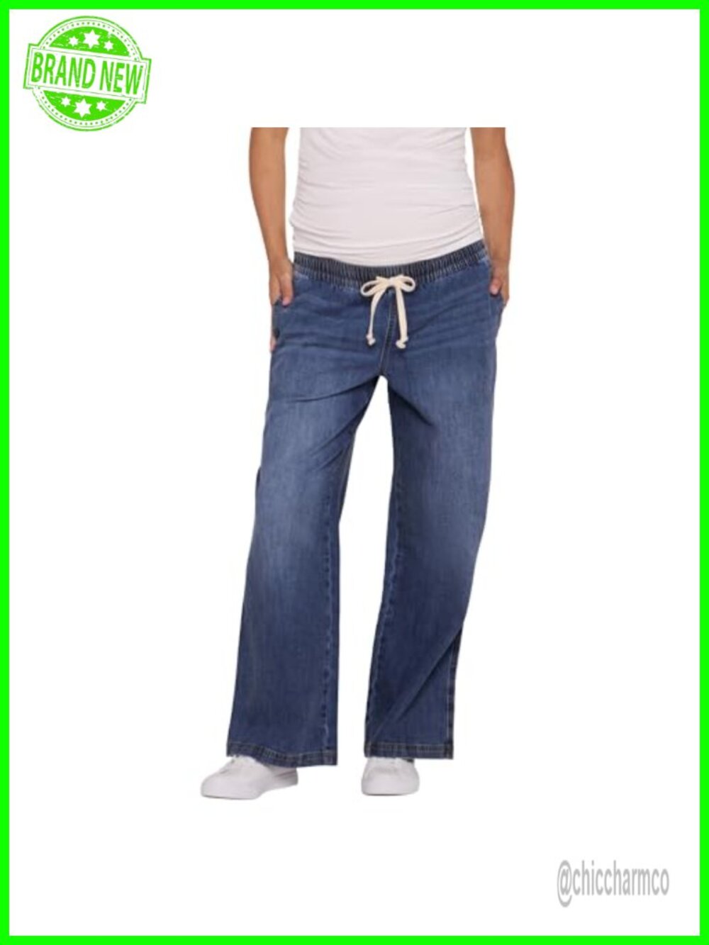 Motherhood Maternity Under Belly Wide Leg Denim Pregnancy Jeans
